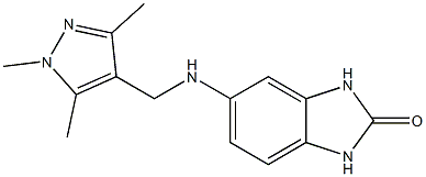 5-{[(1,3,5-trimethyl-1H-pyrazol-4-yl)methyl]amino}-2,3-dihydro-1H-1,3-benzodiazol-2-one 结构式