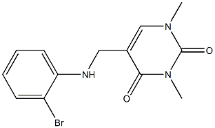5-{[(2-bromophenyl)amino]methyl}-1,3-dimethyl-1,2,3,4-tetrahydropyrimidine-2,4-dione,,结构式