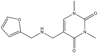 5-{[(furan-2-ylmethyl)amino]methyl}-1,3-dimethyl-1,2,3,4-tetrahydropyrimidine-2,4-dione 化学構造式