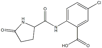 5-chloro-2-{[(5-oxopyrrolidin-2-yl)carbonyl]amino}benzoic acid,,结构式