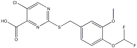 5-chloro-2-{[4-(difluoromethoxy)-3-methoxybenzyl]thio}pyrimidine-4-carboxylic acid Struktur