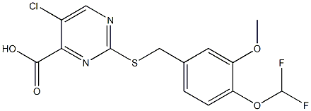 5-chloro-2-{[4-(difluoromethoxy)-3-methoxybenzyl]thio}pyrimidine-4-carboxylic acid Structure