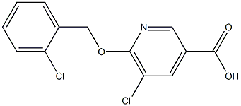 5-chloro-6-[(2-chlorophenyl)methoxy]pyridine-3-carboxylic acid,,结构式
