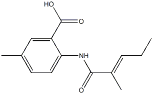 5-methyl-2-(2-methylpent-2-enamido)benzoic acid Struktur