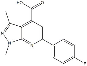 6-(4-fluorophenyl)-1,3-dimethyl-1H-pyrazolo[3,4-b]pyridine-4-carboxylic acid,,结构式