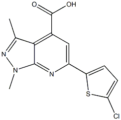 6-(5-chlorothiophen-2-yl)-1,3-dimethyl-1H-pyrazolo[3,4-b]pyridine-4-carboxylic acid 化学構造式