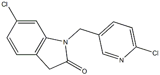 6-chloro-1-[(6-chloropyridin-3-yl)methyl]-2,3-dihydro-1H-indol-2-one Struktur