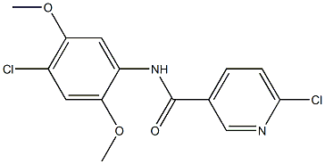 6-chloro-N-(4-chloro-2,5-dimethoxyphenyl)pyridine-3-carboxamide,,结构式