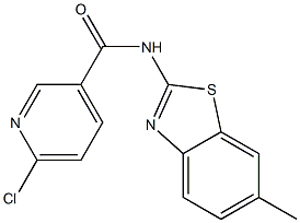 6-chloro-N-(6-methyl-1,3-benzothiazol-2-yl)pyridine-3-carboxamide 化学構造式