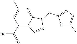 6-methyl-1-[(5-methyl-2-furyl)methyl]-1H-pyrazolo[3,4-b]pyridine-4-carboxylic acid Structure