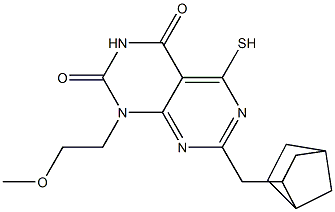 7-(bicyclo[2.2.1]hept-2-ylmethyl)-5-mercapto-1-(2-methoxyethyl)pyrimido[4,5-d]pyrimidine-2,4(1H,3H)-dione,,结构式