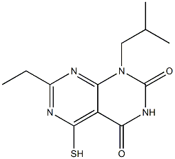 7-ethyl-1-isobutyl-5-mercaptopyrimido[4,5-d]pyrimidine-2,4(1H,3H)-dione,,结构式