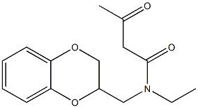 N-(2,3-dihydro-1,4-benzodioxin-2-ylmethyl)-N-ethyl-3-oxobutanamide 化学構造式