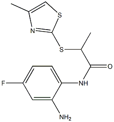 N-(2-amino-4-fluorophenyl)-2-[(4-methyl-1,3-thiazol-2-yl)sulfanyl]propanamide,,结构式