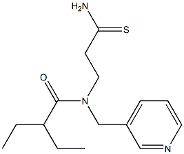 N-(2-carbamothioylethyl)-2-ethyl-N-(pyridin-3-ylmethyl)butanamide Struktur