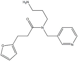 N-(3-aminopropyl)-3-(furan-2-yl)-N-(pyridin-3-ylmethyl)propanamide 化学構造式