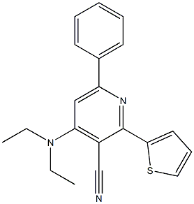 2-(2-チエニル)-4-(ジエチルアミノ)-6-フェニルピリジン-3-カルボニトリル 化学構造式