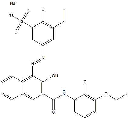 2-Chloro-3-ethyl-5-[[3-[[(2-chloro-3-ethoxyphenyl)amino]carbonyl]-2-hydroxy-1-naphtyl]azo]benzenesulfonic acid sodium salt,,结构式