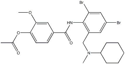 4-Acetyloxy-N-[2,4-dibromo-6-[[cyclohexyl(methyl)amino]methyl]phenyl]-3-methoxybenzamide 结构式