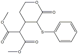 [[3-(Phenylthio)tetrahydro-2-oxo-2H-pyran]-4-yl]malonic acid dimethyl ester Structure