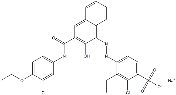 2-Chloro-3-ethyl-4-[[3-[[(3-chloro-4-ethoxyphenyl)amino]carbonyl]-2-hydroxy-1-naphtyl]azo]benzenesulfonic acid sodium salt,,结构式