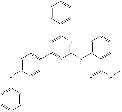 2-[[4-フェニル-6-(4-フェノキシフェニル)-2-ピリミジニル]アミノ]安息香酸メチル 化学構造式