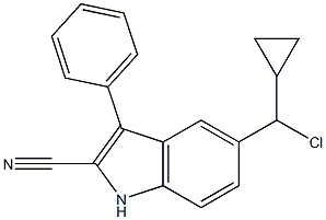 5-Chloro-1-cyclopropylmethyl-3-phenyl-1H-indole-2-carbonitrile Structure