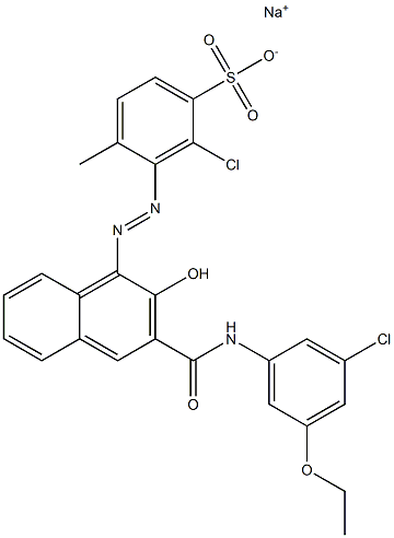 2-Chloro-4-methyl-3-[[3-[[(3-chloro-5-ethoxyphenyl)amino]carbonyl]-2-hydroxy-1-naphtyl]azo]benzenesulfonic acid sodium salt 结构式