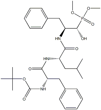 [(1S,2S)-1-Hydroxy-3-phenyl-2-[[N-[N-(tert-butyloxycarbonyl)-L-phenylalanyl]-L-leucyl]amino]propyl]phosphonic acid dimethyl ester Struktur