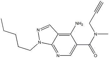 1-ペンチル-4-アミノ-N-メチル-N-(2-プロピニル)-1H-ピラゾロ[3,4-b]ピリジン-5-カルボアミド 化学構造式