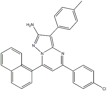 2-アミノ-3-(4-メチルフェニル)-5-(4-クロロフェニル)-7-(1-ナフチル)ピラゾロ[1,5-a]ピリミジン 化学構造式
