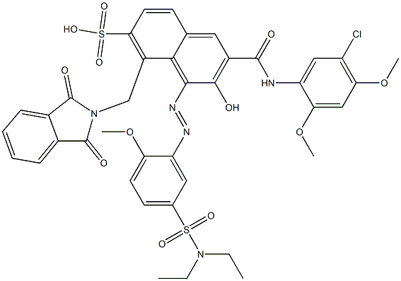3-[(5-Chloro-2,4-dimethoxyphenyl)aminocarbonyl]-1-[5-[(diethylamino)sulfonyl]-2-methoxyphenylazo]-2-hydroxy-8-(phthalimidylmethyl)naphthalene-7-sulfonic acid