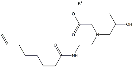 N-(2-ヒドロキシプロピル)-N-[2-(7-オクテノイルアミノ)エチル]アミノ酢酸カリウム 化学構造式