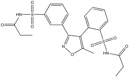 N-((2-(5-methyl-3-(3-(N-propionylsulfamoyl)phenyl)isoxazol-4-yl)phenyl)sulfonyl)propionamide Struktur