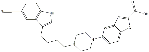 5-[4-[4-(5-Cyano-1H-indol-3-yl)butyl]-1-piperazinyl]benzofuran-2-carboxylic acid Structure