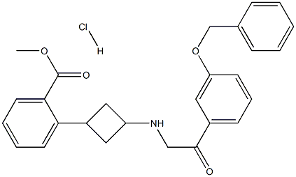 ((1s,3s)-3-((2-(3-(benzyloxy)phenyl)-2-oxoethyl)amino)cyclobutyl)methyl benzoate hydrochloride 结构式