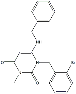 6-(BENZYLAMINO)-1-(2-BROMOBENZYL)-3-METHYLPYRIMIDINE-2,4(1H,3H)-DIONE Struktur