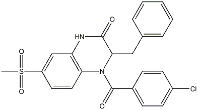 3-BENZYL-4-(4-CHLOROBENZOYL)-7-(METHYLSULFONYL)-3,4-DIHYDROQUINOXALIN-2(1H)-ONE Structure