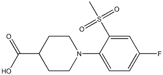 1-[4-FLUORO-2-(METHYLSULFONYL)PHENYL]PIPERIDINE-4-CARBOXYLIC ACID 化学構造式