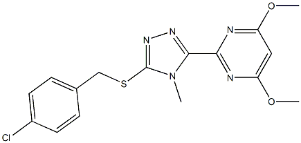 2-[5-((4-CHLOROBENZYL)THIO)-4-METHYL-(4H)-1,2,4-TRIAZOL-3-YL]-4,6-DIMETHOXYPYRIMIDINE 结构式