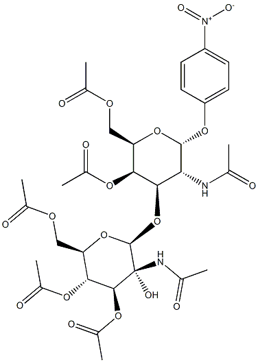 4-Nitrophenyl2-acetamido-3-O-(2-acetamido-3,4,6-tri-O-acetyl-b-D-glucopyranosyl)-4,6-di-O-acetyl-2-deoxy-a-D-galactopyranoside,,结构式