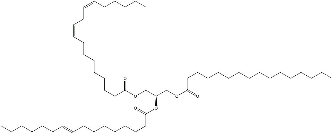 1-hexadecanoyl-2-(9Z-hexadecenoyl)-3-(9Z,12Z-octadecadienoyl)-sn-glycerol 化学構造式