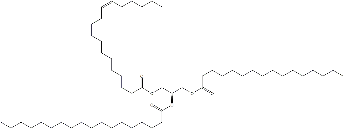 1-hexadecanoyl-2-octadecanoyl-3-(9Z,12Z-octadecadienoyl)-sn-glycerol,,结构式