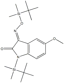 1H-Indole-2,3-dione, 1-(tert-butyldimethylsilyl)-5-methoxy-, 3-[O-(ter t-butyldimethylsilyl)oxime] 化学構造式