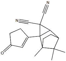 Tricyclo[3.2.1.0(2,4)]octane-3,3-dicarbonitrile, 1,8,8-trimethyl-2-(3- oxocyclopentenyl)-,,结构式
