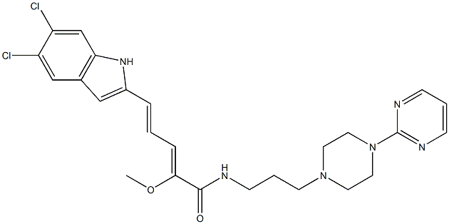 5-(5,6-dichloro-2-indolyl)-2--methoxy-N-(3-(4-(2-pyrimidinyl)piperazin-1-yl)propyl)-2,4-pentadienamide Structure
