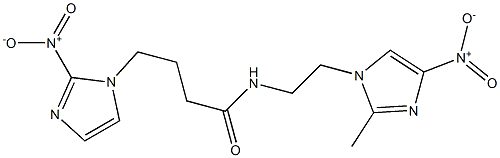 N-(2-(2-methyl-5-nitroimidazolyl)ethyl)-4-(2-nitroimidazolyl)butanamide 化学構造式