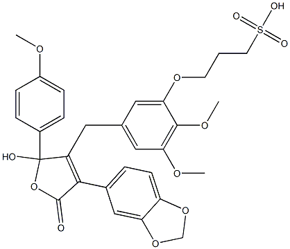 3-(5-(4-benzo(1,3)dioxol-5-yl-2-hydroxy-2-(4-methoxyphenyl)-5-oxo-2,5-dihydrofuran-3-ylmethyl)-2,3-dimethoxyphenoxy)propane-1-sulfonic acid