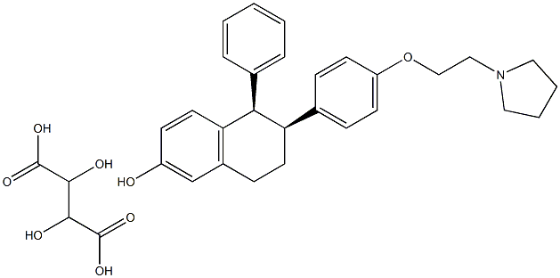 cis-1R-(4'-pyrrolidinoethoxyphenyl)-2S-phenyl-6-hydroxy-1,2,3,4-tetrahydronaphthalene, tartrate salt Structure