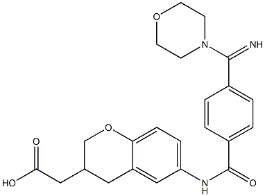 (6-(4-(morpholinoformimidoyl)benzamido)-3,4-dihydro-2H-1-benzopyran-3-yl)acetic acid Structure